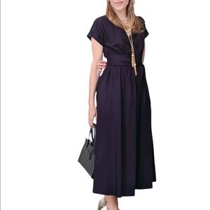 Amy Kuschel Roman Holiday Navy Premium Poplin True Wrap Dress